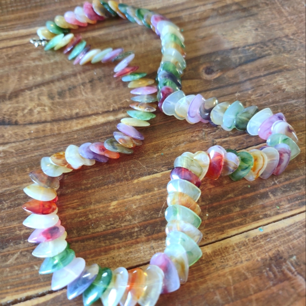 Vintage Lucite Heart Disc Necklace